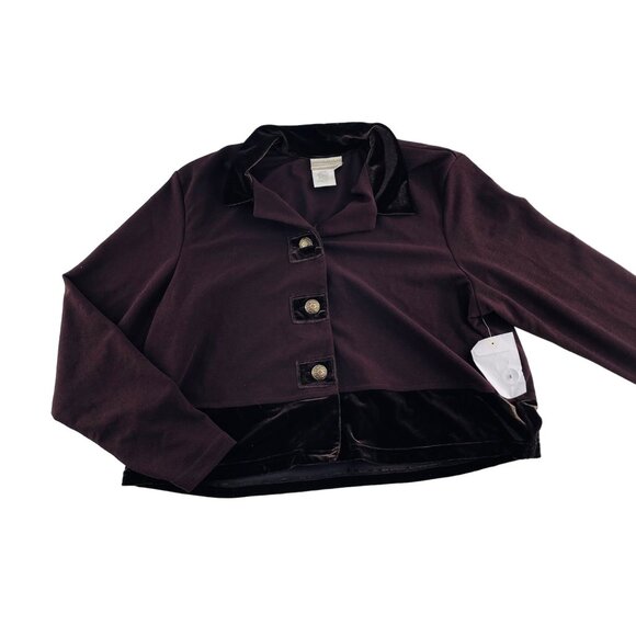 Coldwater Creek Womens Velvet Trim Button-Up Jacket Size 1X Cardigan Brown - Picture 1 of 5
